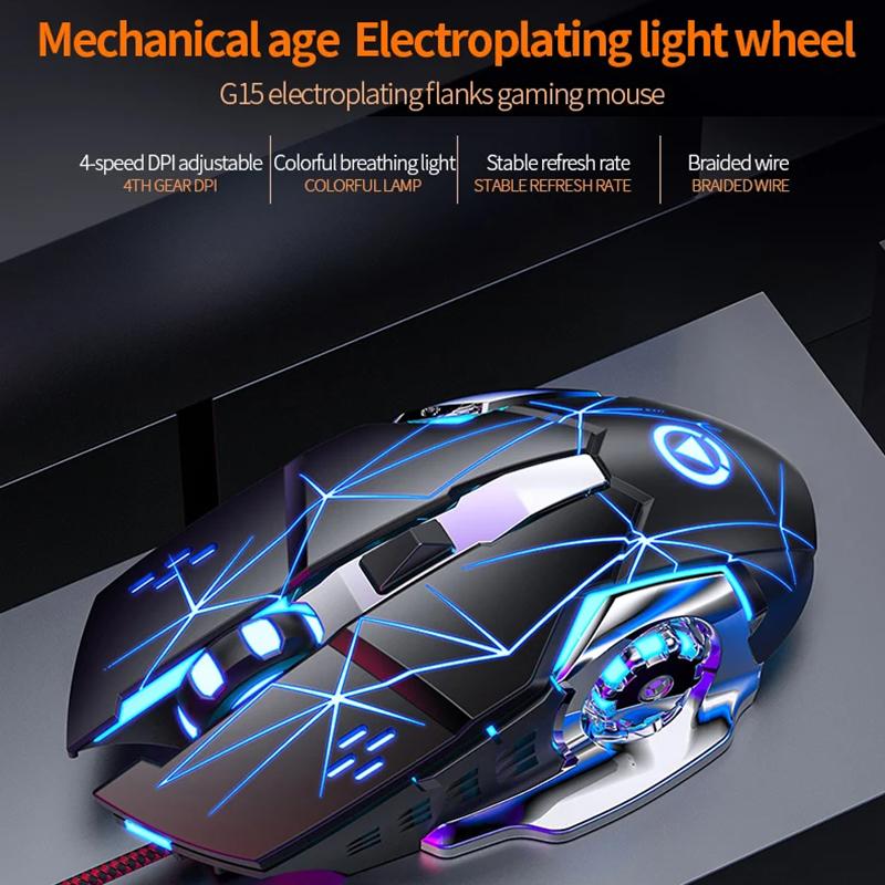 YINDIAO G15 1200/1800/2400/3600 Adjustable DPI 6 Keys Mechanical Gaming USB Wired Mouse,Silent Version Black
YINDIAO G15 1200/1800/2400/3600 Adjustable DPI 6 Keys Mechanical Gaming USB Wired Mouse,Silent Version Black