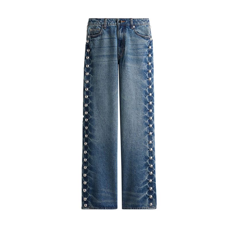 Spring and Summer Women s Clothing Easiest for Match Retro Washed Niche Style Mid-Waist Straight Metal Rivet Ornament Denim 1289117 Denim Blue L
Spring and Summer Women s Clothing Easiest for Match Retro Washed Niche Style Mid-Waist Straight Metal Rivet Ornament Denim 1289117 Denim Blue L