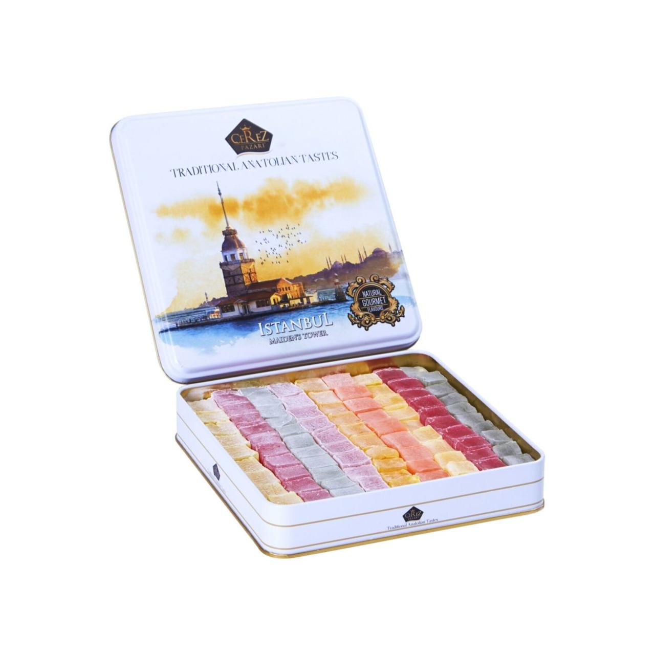 1 кг безглютеновой веганской 6 видов рахат-лукума со вкусом тропических фруктов в подарочной металлической коробке
1 кг безглютеновой веганской 6 видов рахат-лукума со вкусом тропических фруктов в подарочной металлической коробке