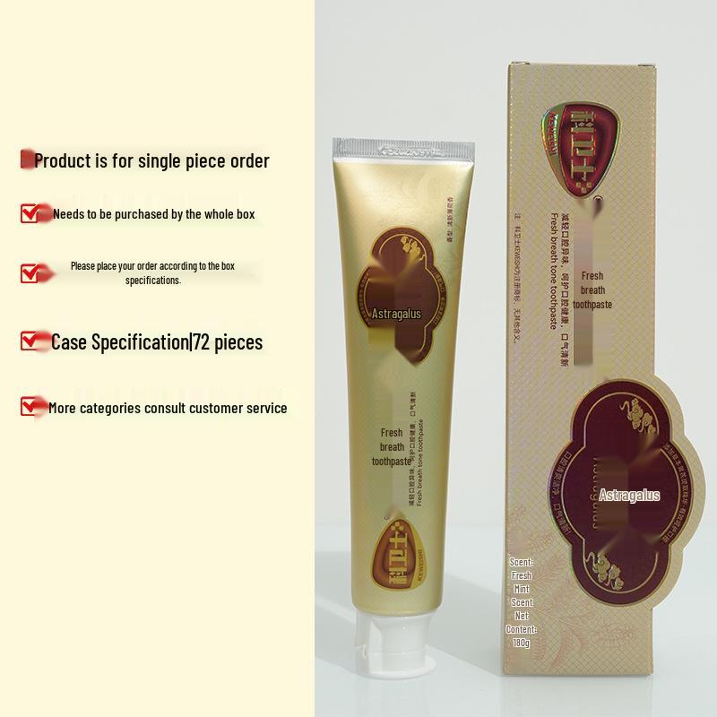Fresh Breath Whitening Toothpaste with Astragalus & Ox Gall Grass - 180g
Fresh Breath Whitening Toothpaste with Astragalus & Ox Gall Grass - 180g