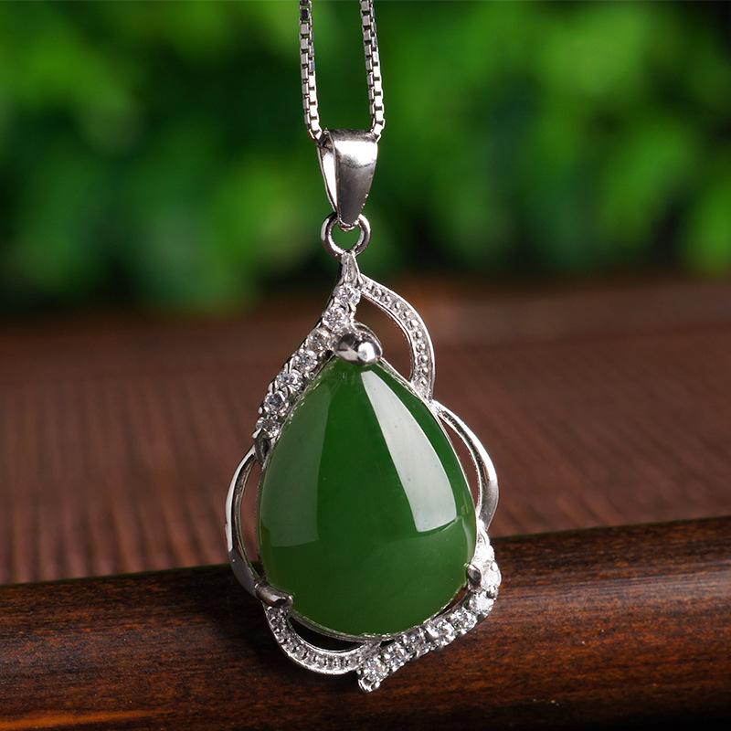 925 Sterling Silver Hetian Jade Water Drop Pendant Necklace with Certificate Jasper Style 925 Silver
925 Sterling Silver Hetian Jade Water Drop Pendant Necklace with Certificate Jasper Style 925 Silver