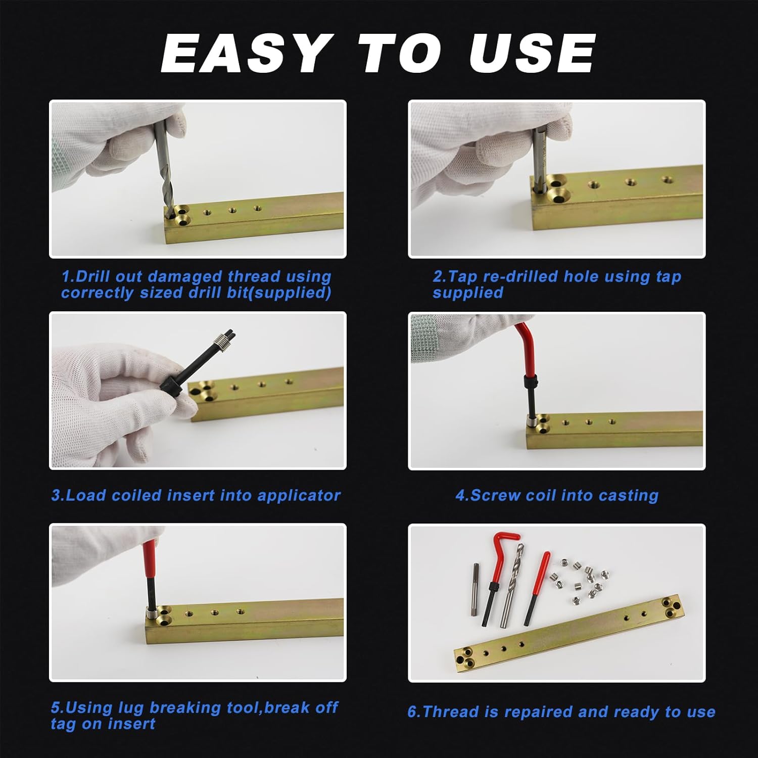 263 PCS Thread Repair Kit HSS Drill Helicoil with Thread Gauge Metric SAE 1/4 5/16 3/8 7/16 1/2 M5 M6 M8 M10 M12 United States
263 PCS Thread Repair Kit HSS Drill Helicoil with Thread Gauge Metric SAE 1/4 5/16 3/8 7/16 1/2 M5 M6 M8 M10 M12 United States