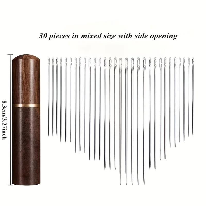 30 Self-threading needles and needle storage box, multiple sizes, no threading required, suitable for blind sewing by the elderly. Ebony
30 Self-threading needles and needle storage box, multiple sizes, no threading required, suitable for blind sewing by the elderly. Ebony