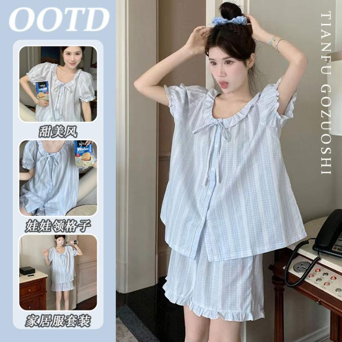 Summer new short-sleeved shorts pajamas set women s lapels women s simple can wear loungewear women M
Summer new short-sleeved shorts pajamas set women s lapels women s simple can wear loungewear women M