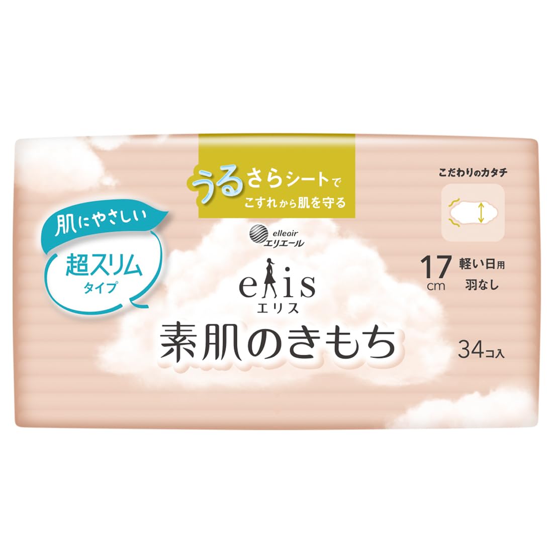 Eris Bare Skin Feeling Super Slim Wingless 17 см ежедневно 34 листа (легкое использование)
Eris Bare Skin Feeling Super Slim Wingless 17 см ежедневно 34 листа (легкое использование)