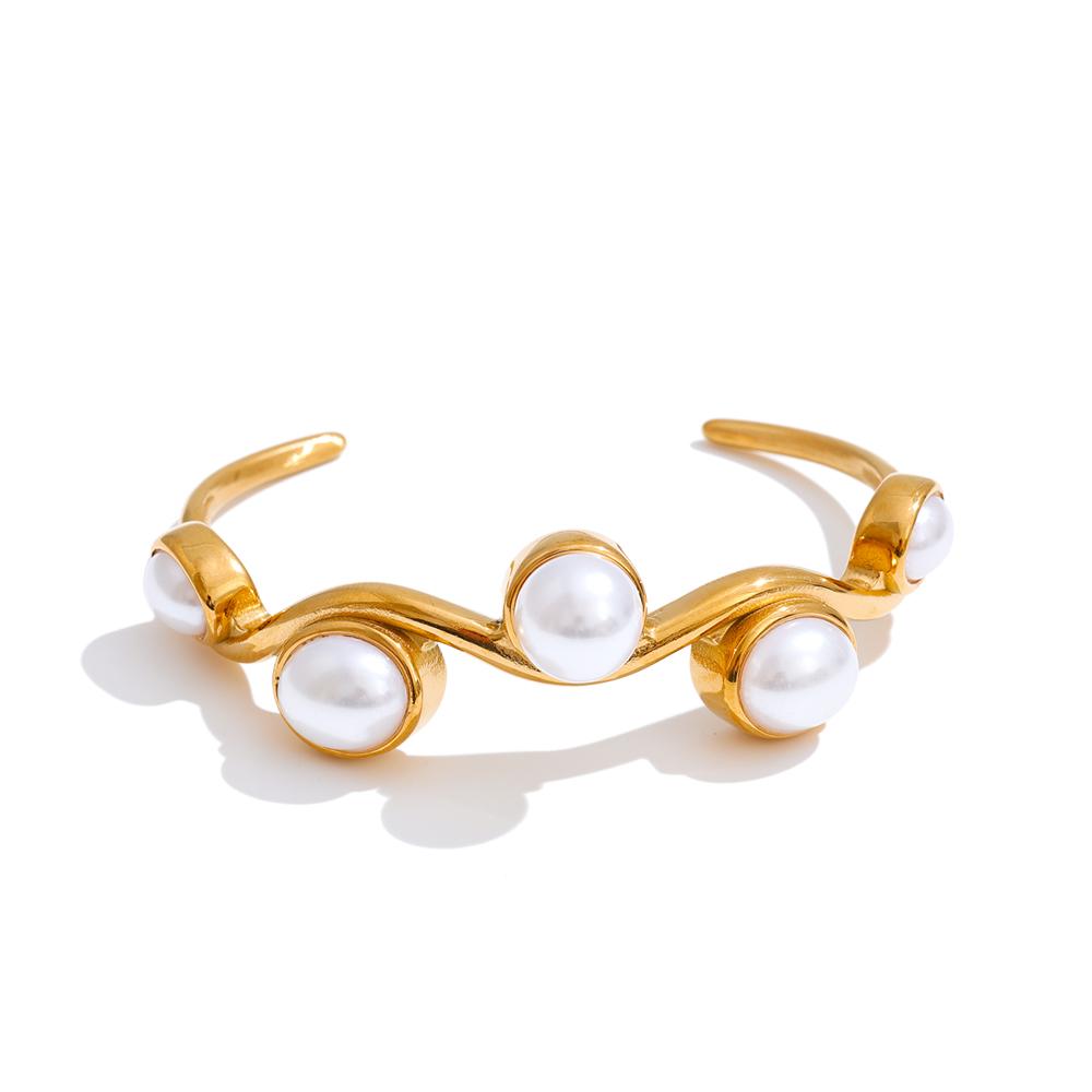 Yhpup 60mm Stainless Steel Simulated Pearls Open Cuff Bracelet Bangle Statement Popular Wrist Jewelry Waterproof Accessories
Yhpup 60mm Stainless Steel Simulated Pearls Open Cuff Bracelet Bangle Statement Popular Wrist Jewelry Waterproof Accessories