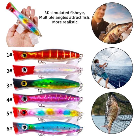 Popper Fishing Lure Artificial Bait with Treble Hook Realistic Looking Bright Color Portable Artificial Hard Swimbait Fake Lure
Popper Fishing Lure Artificial Bait with Treble Hook Realistic Looking Bright Color Portable Artificial Hard Swimbait Fake Lure