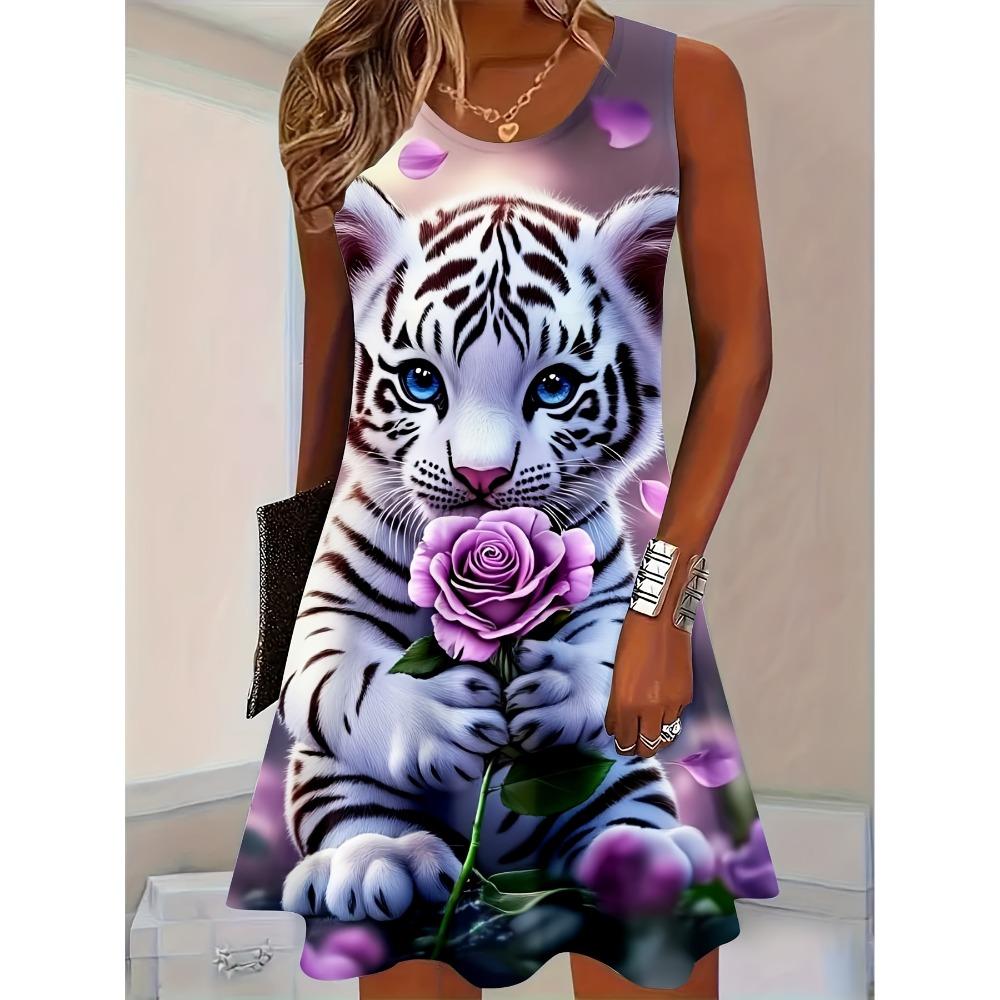 The lovely lady is holding a cat in her hand, while she is wearing a round-neck short-sleeved dress with a floral pattern on it. 5XL
The lovely lady is holding a cat in her hand, while she is wearing a round-neck short-sleeved dress with a floral pattern on it. 5XL