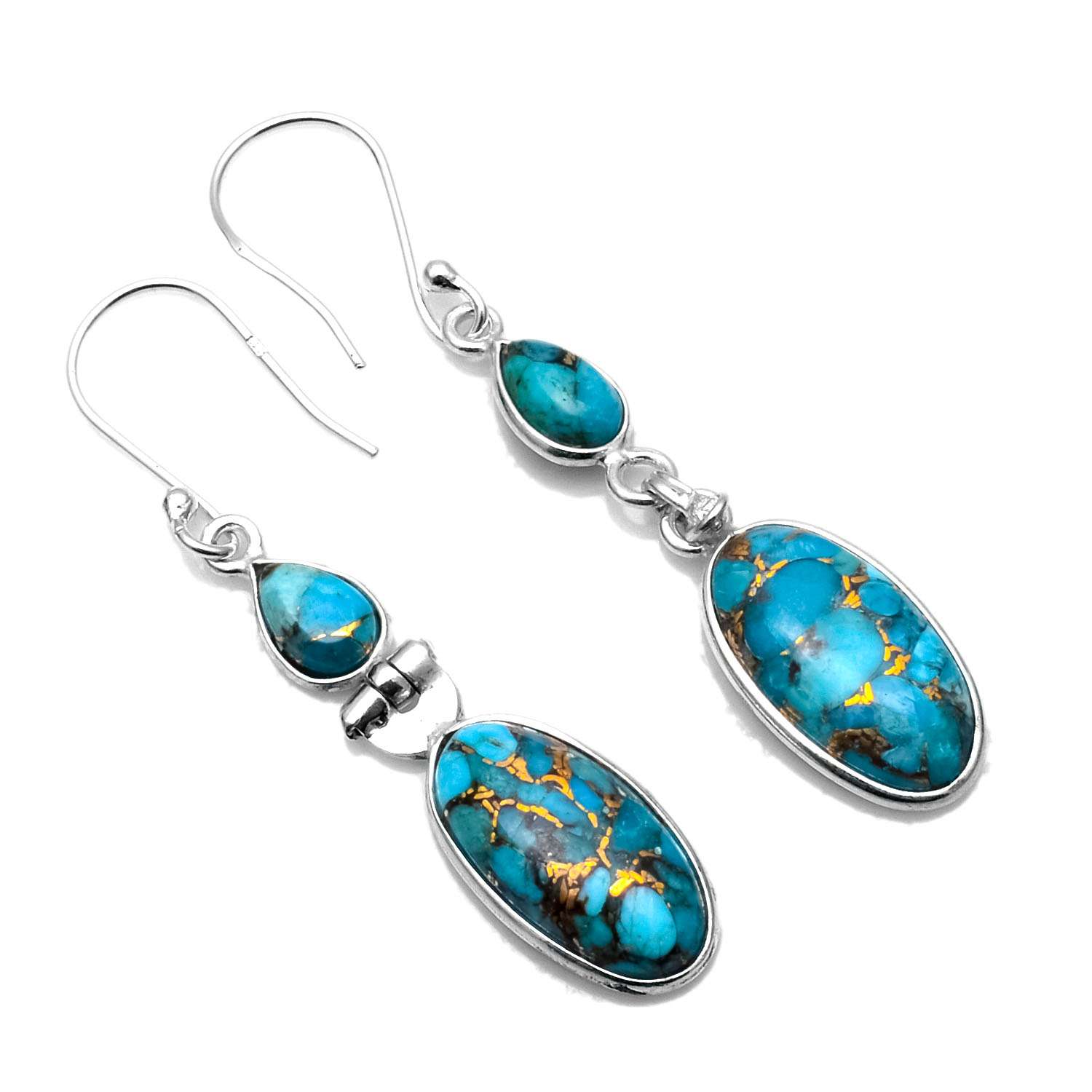 Copper Turquoise Gemstone Earrings Solid 925 Sterling Silver Handmade Earrings Jewelry Gift For Women And Girls E-1437
Copper Turquoise Gemstone Earrings Solid 925 Sterling Silver Handmade Earrings Jewelry Gift For Women And Girls E-1437