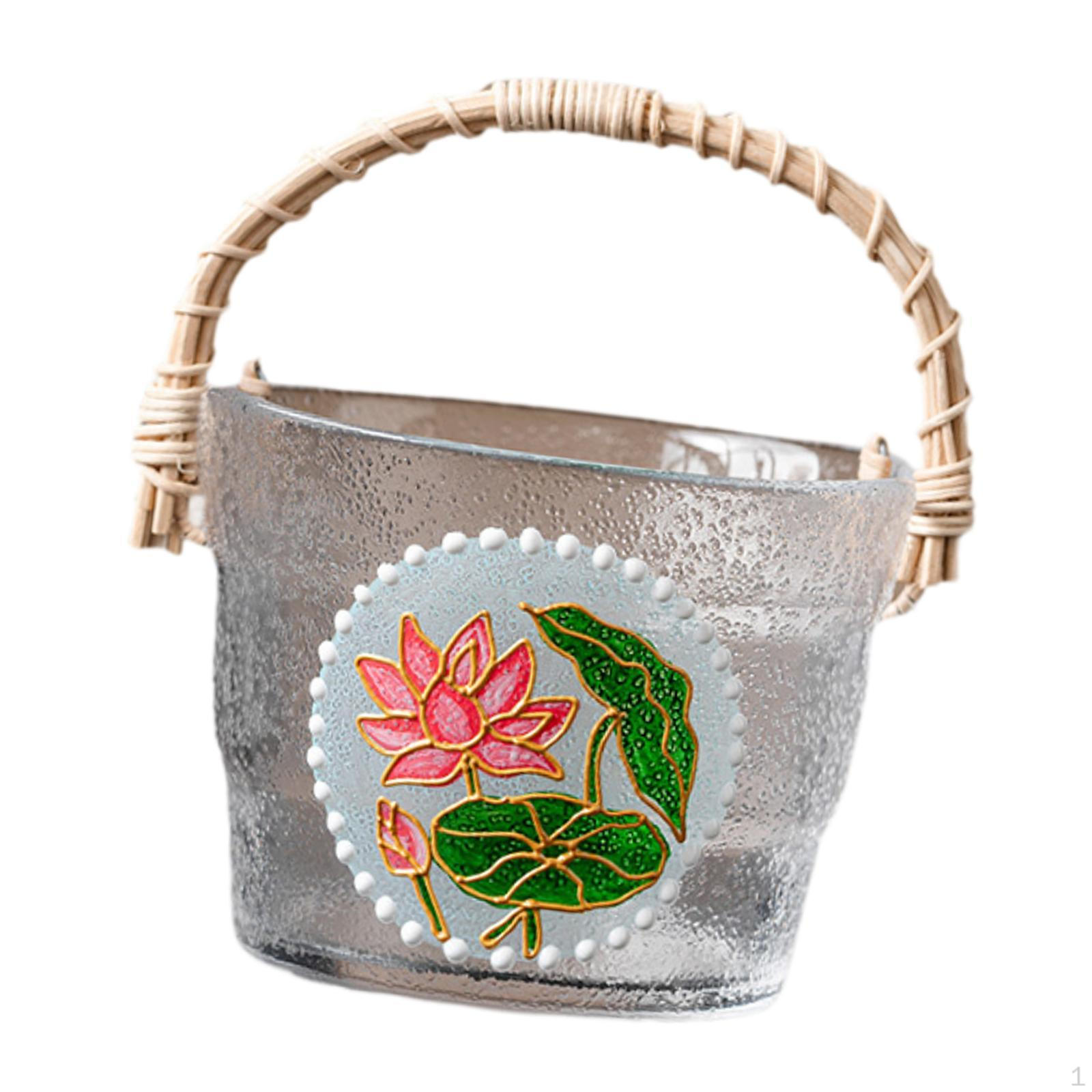 Декоративная чаша, стеклянная корзина, держатель для посуды на 14,2 унции, фрукты для закусок с ручкой Lotus