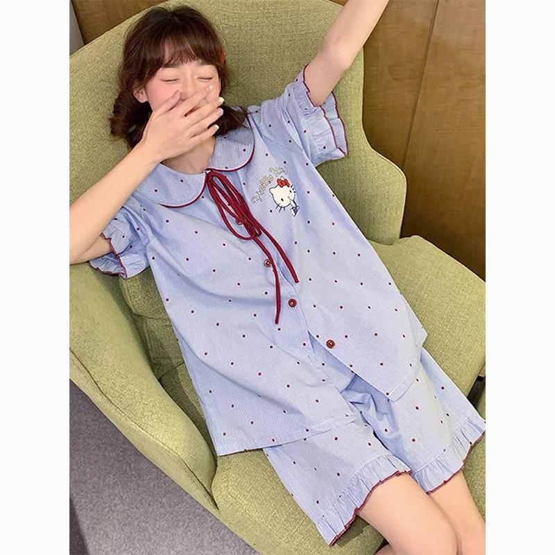 Blue Polka Dot Kitty Cat Pajamas Women s Summer Doll Collar Short Sleeve Shorts Set Student Dormitory Loungewear S
Blue Polka Dot Kitty Cat Pajamas Women s Summer Doll Collar Short Sleeve Shorts Set Student Dormitory Loungewear S