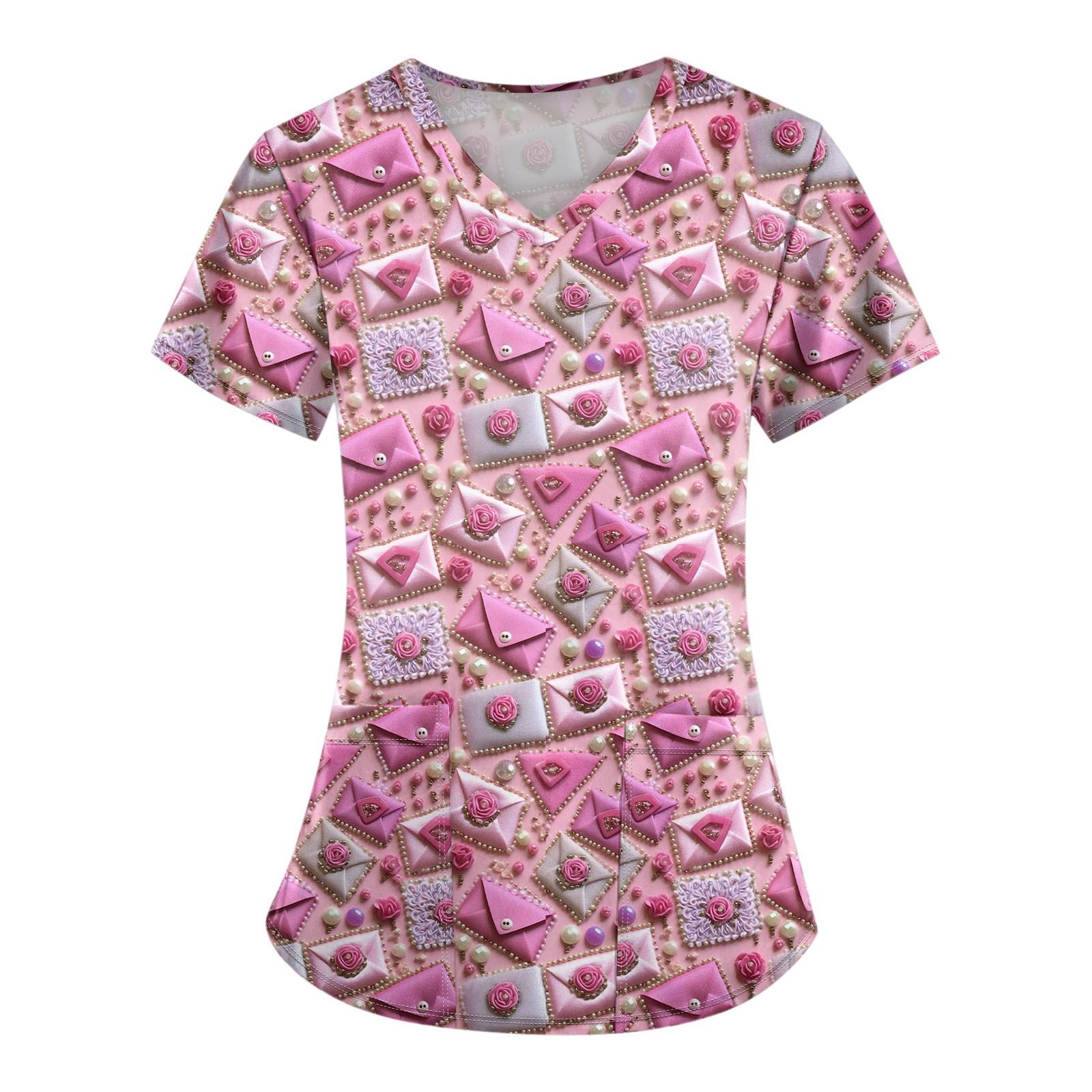 Женские модные топы с короткими рукавами и V-образным вырезом с принтом, рабочие футболки с карманами XL
Женские модные топы с короткими рукавами и V-образным вырезом с принтом, рабочие футболки с карманами XL