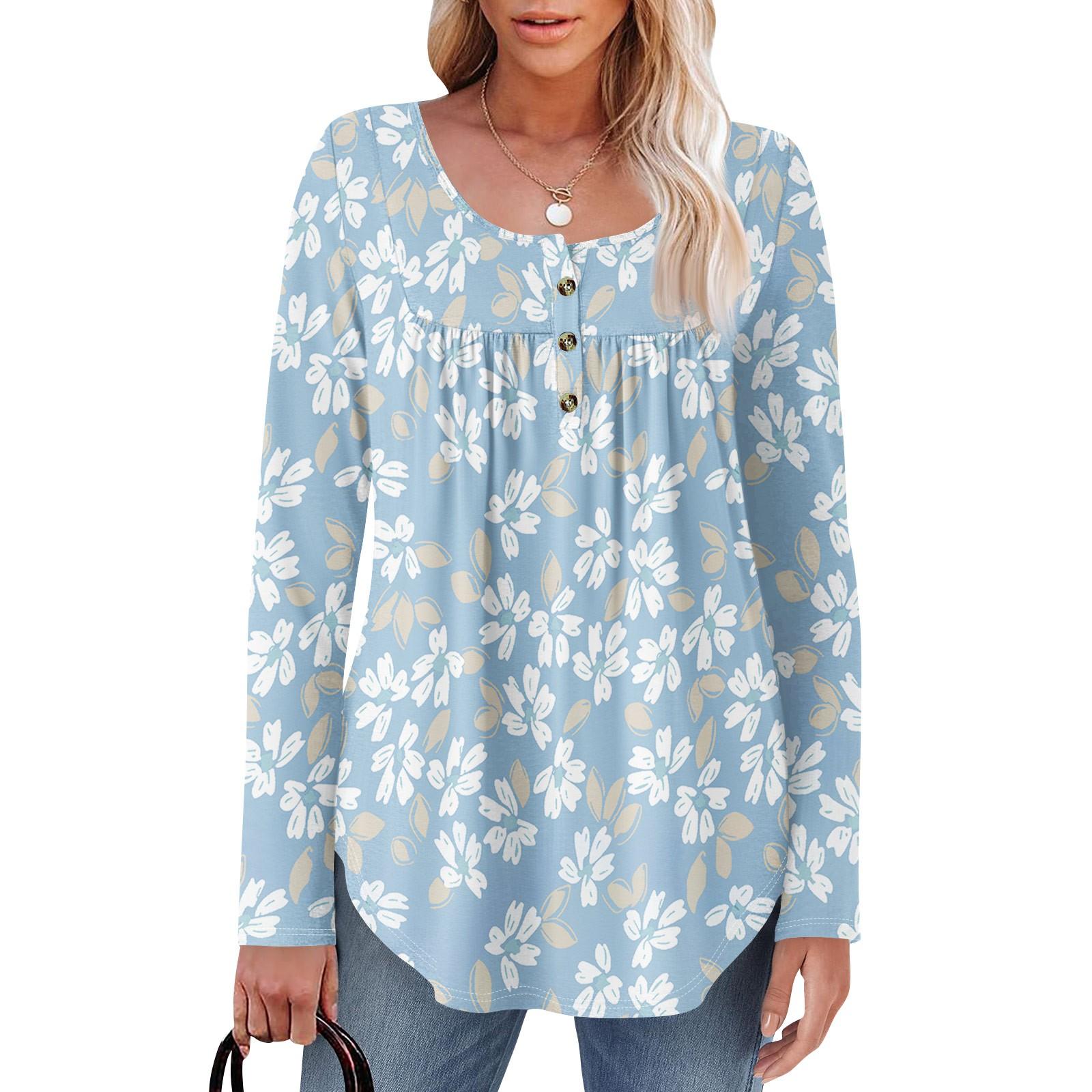 Женская туника с длинным рукавом, свободные топы, повседневные топы оверсайз, плиссированная туника, застегивающаяся на пуговицы, повседневные женские топы с принтом XL небесно-голубой
Женская туника с длинным рукавом, свободные топы, повседневные топы оверсайз, плиссированная туника, застегивающаяся на пуговицы, повседневные женские топы с принтом XL небесно-голубой