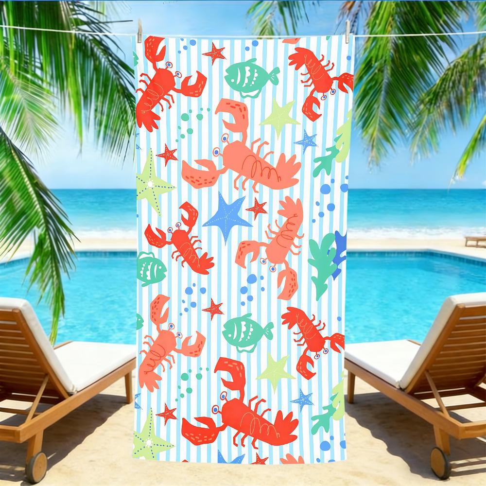 Playful Lobster & Starfish Beach Towel – Oversized Quick Dry Sand Free with Blue Stripe Print W30*H60(CM)
Playful Lobster & Starfish Beach Towel – Oversized Quick Dry Sand Free with Blue Stripe Print W30*H60(CM)