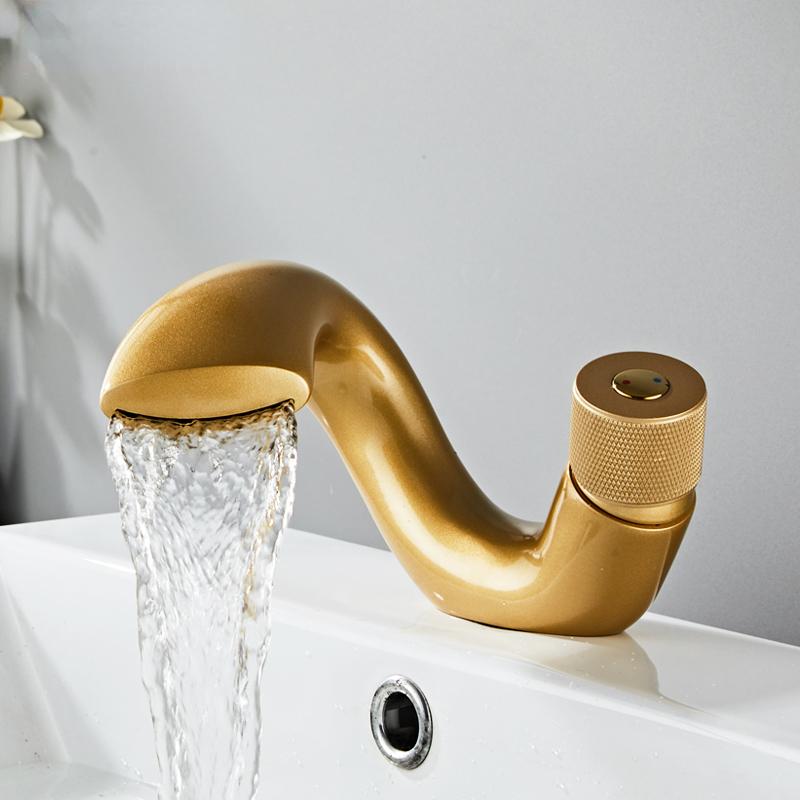 Cold and Hot Water Faucet Waterfall Style Under the Sink Faucet Golden Creative Single Hole Deck Mounted Bathroom Basin Taps
Cold and Hot Water Faucet Waterfall Style Under the Sink Faucet Golden Creative Single Hole Deck Mounted Bathroom Basin Taps