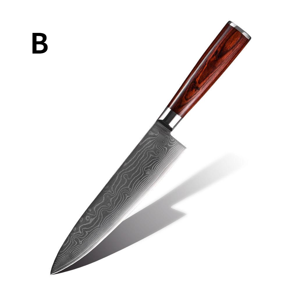 Нож шеф-повара из дамасской стали, супер острый бытовой нож для нарезки мяса, цветная деревянная ручка B
Нож шеф-повара из дамасской стали, супер острый бытовой нож для нарезки мяса, цветная деревянная ручка B