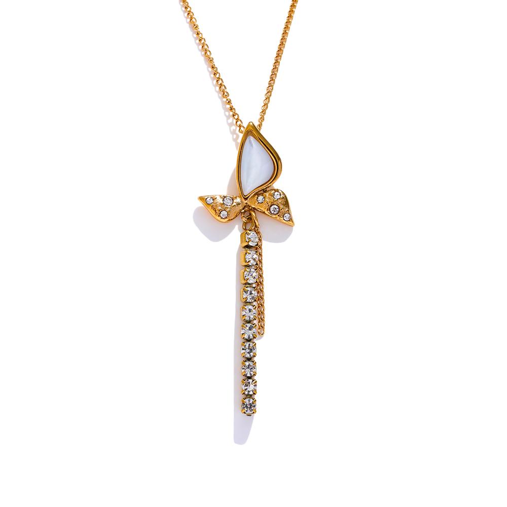 Yhpup Korean Fashion Butterfly Shell Cubic Zirconia Chain Tassel Luxury Necklace for Women Stainless Steel Exquisite Jewelry
Yhpup Korean Fashion Butterfly Shell Cubic Zirconia Chain Tassel Luxury Necklace for Women Stainless Steel Exquisite Jewelry