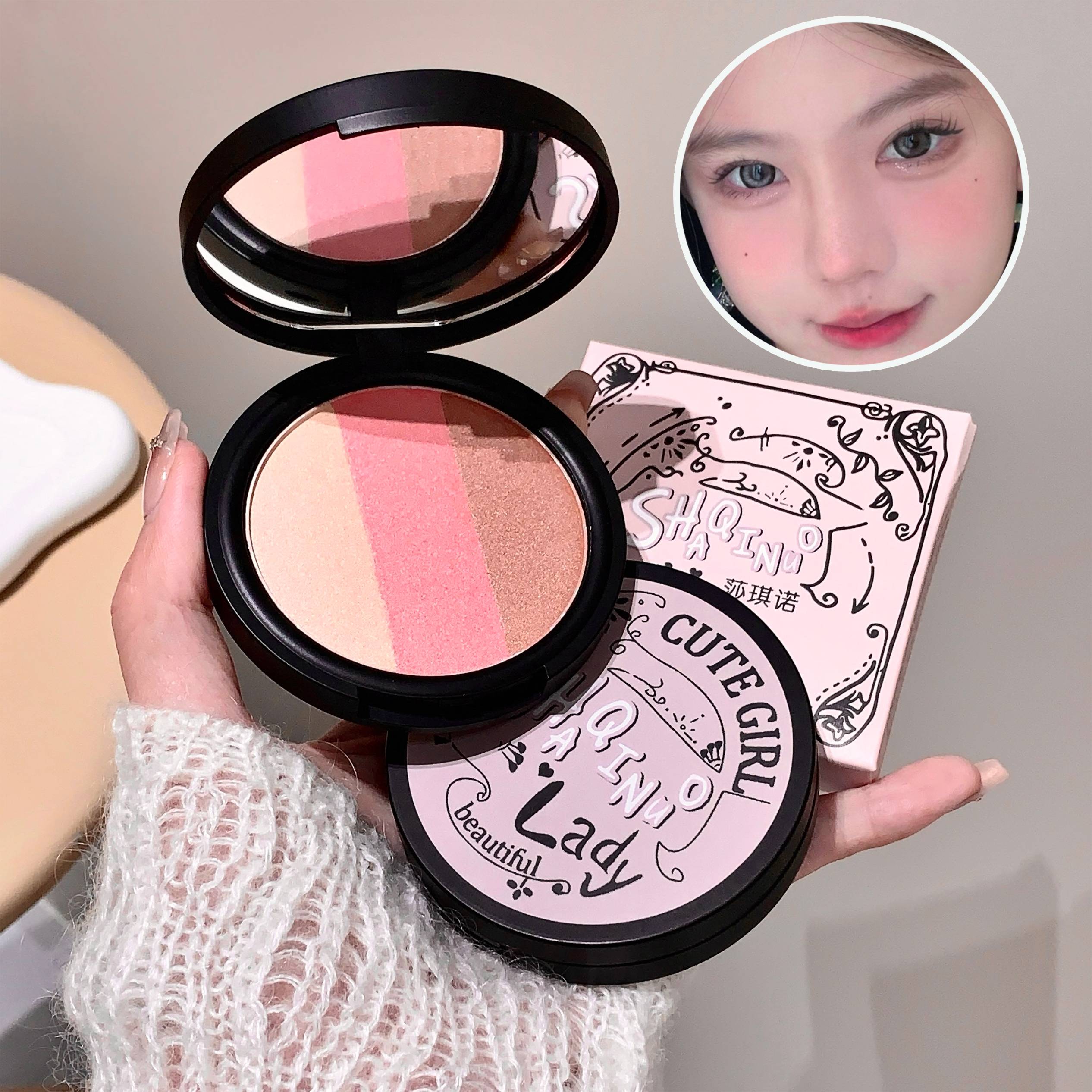Three-color Blush SHAQINUO Matte Pearlescent Contouring and Long-lasting Powder Delicate Three-Color Rouge
Three-color Blush SHAQINUO Matte Pearlescent Contouring and Long-lasting Powder Delicate Three-Color Rouge