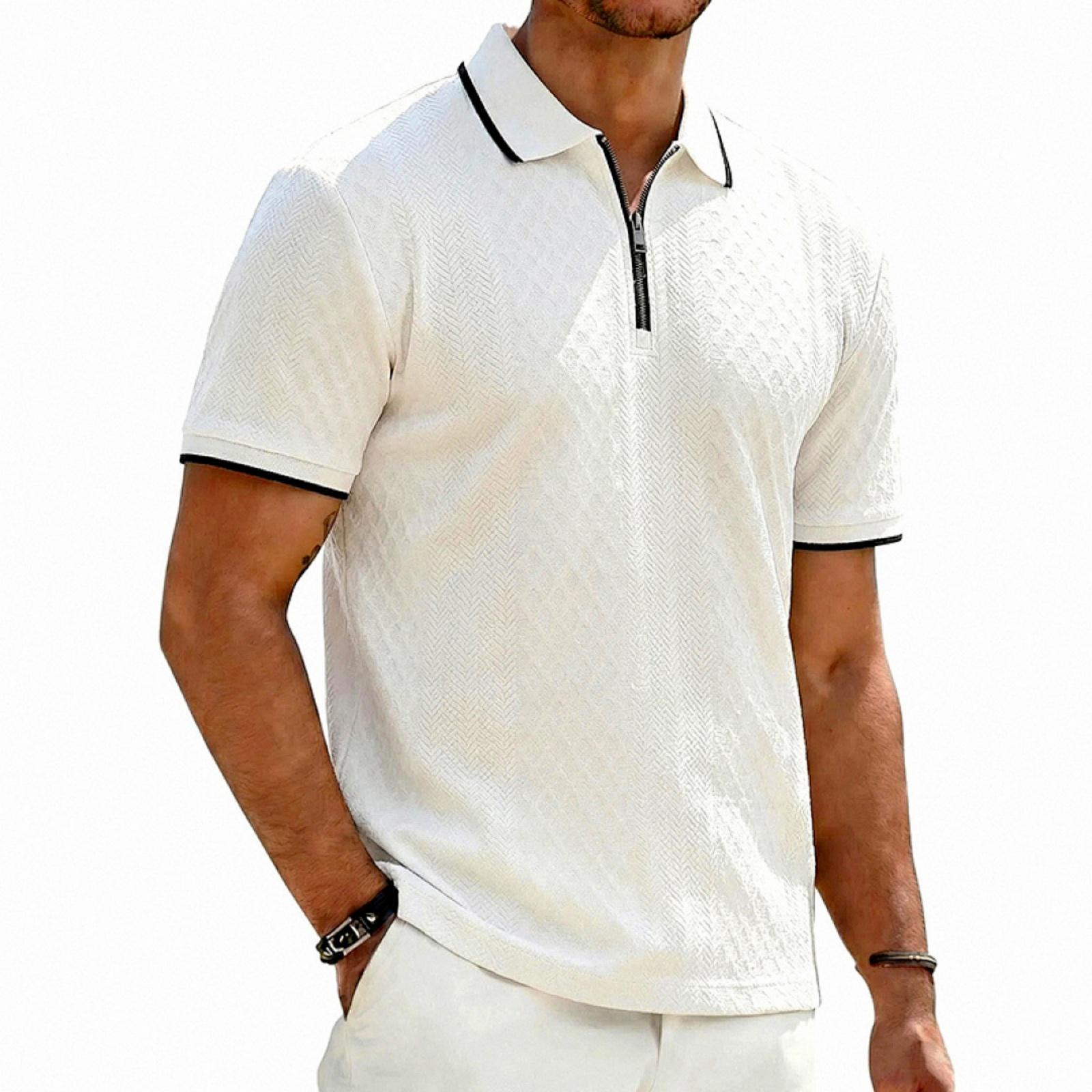 Men’s Short Sleeve Polo Shirt with Zipper Collar Jacquard Knit Pattern Casual Top for Daily Wear Office Travel XL білий
Men’s Short Sleeve Polo Shirt with Zipper Collar Jacquard Knit Pattern Casual Top for Daily Wear Office Travel XL білий
