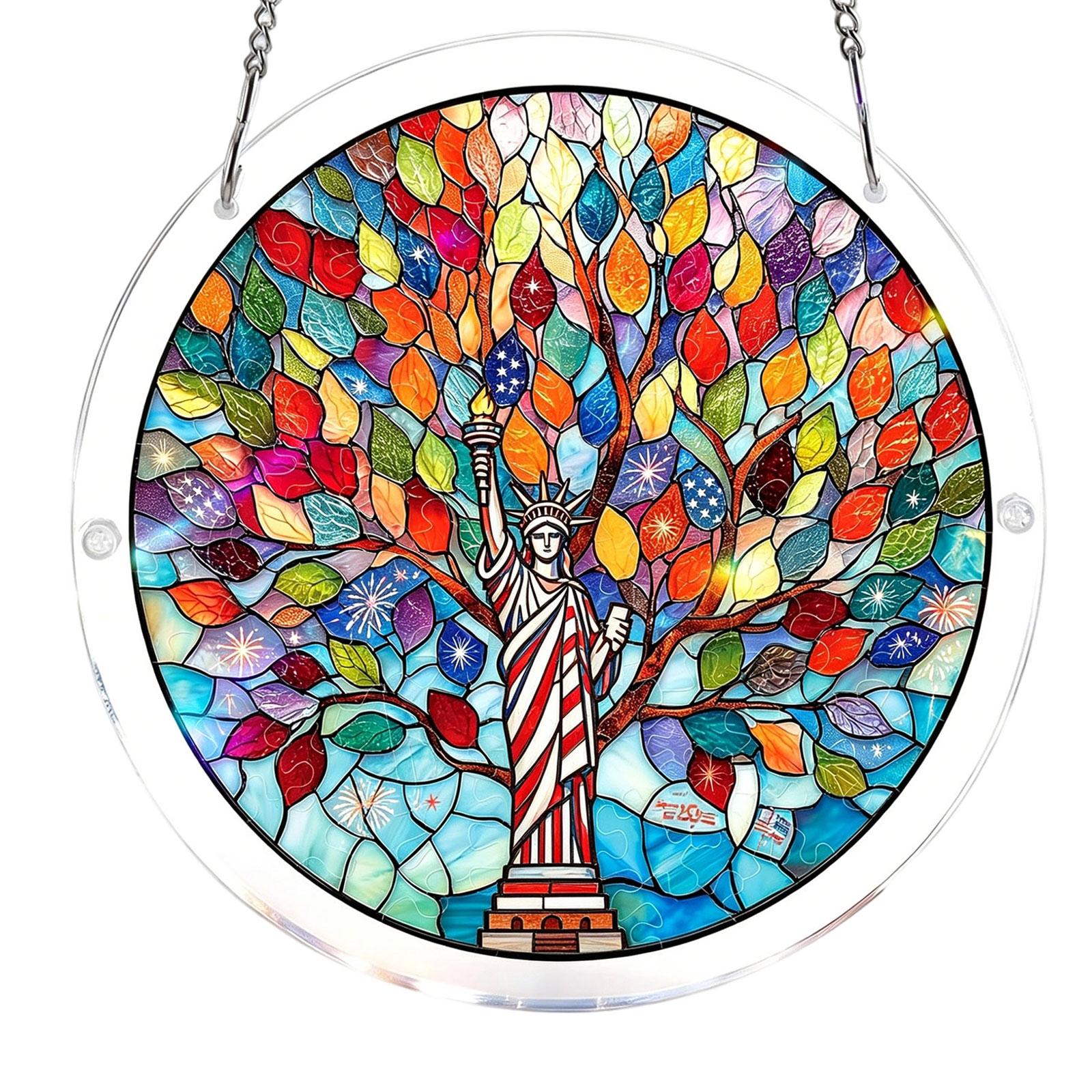 83 Piece Acrylic Puzzle Hanging Ornament Stained Glass Style Statue of Liberty Design Decorative Window Suncatcher Indoor Outdoor Display One Size
83 Piece Acrylic Puzzle Hanging Ornament Stained Glass Style Statue of Liberty Design Decorative Window Suncatcher Indoor Outdoor Display One Size