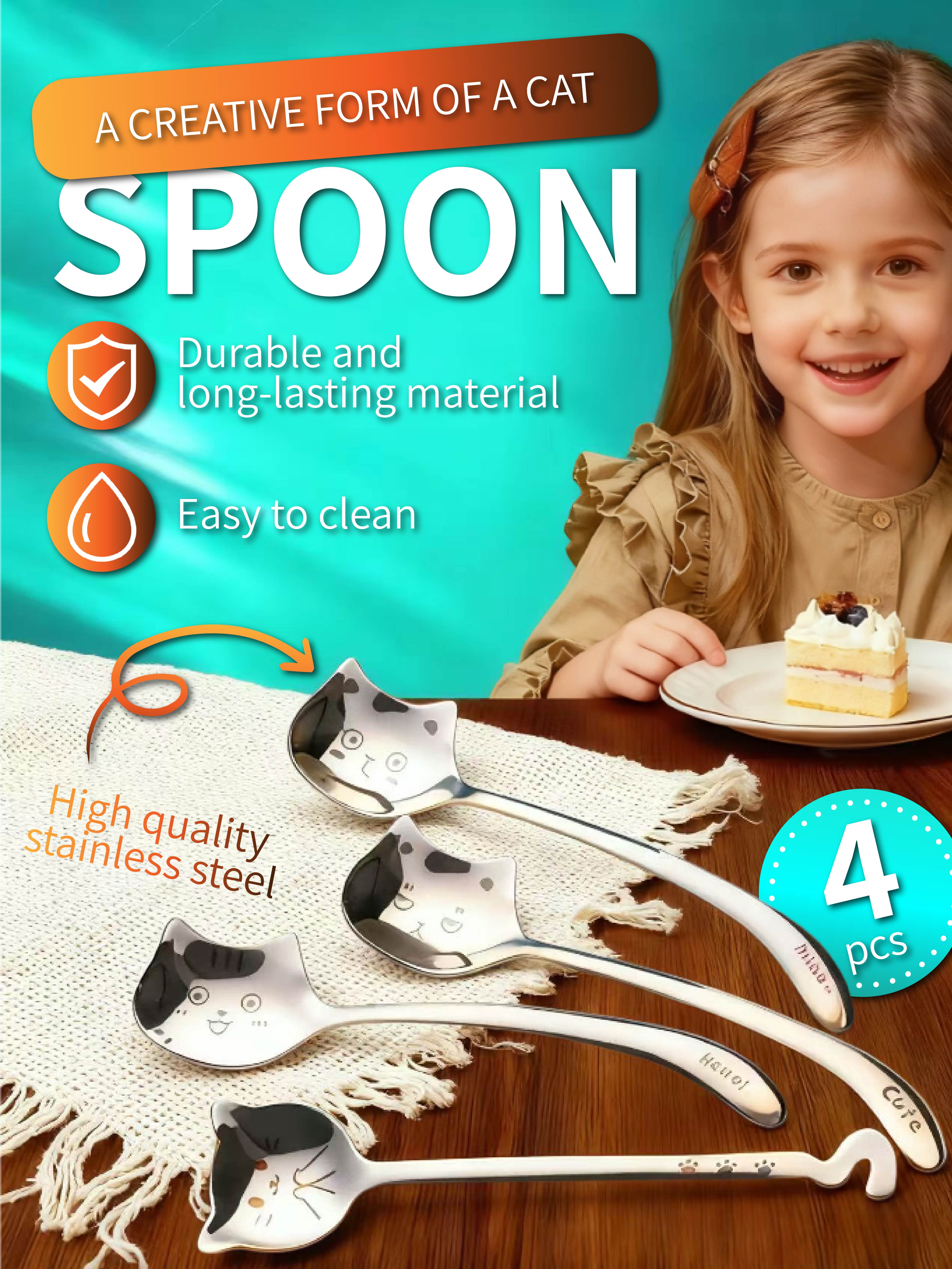 4-Piece Cat-Shaped Stainless Steel Spoons - Creative Kitchen Utensils for Kids & Daily Use срібний
4-Piece Cat-Shaped Stainless Steel Spoons - Creative Kitchen Utensils for Kids & Daily Use срібний