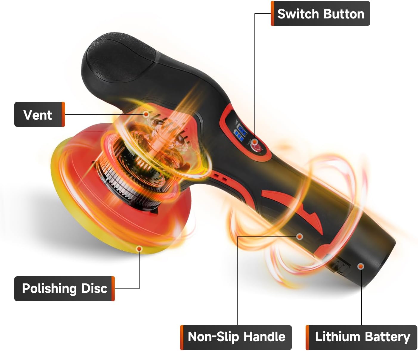 Cordless Car Buffer Polisher, 5/6 Inch, 8 Speed, 2x2.0Ah Battery, 18 Attachments for Detailing, Polishing, Waxing United States
Cordless Car Buffer Polisher, 5/6 Inch, 8 Speed, 2x2.0Ah Battery, 18 Attachments for Detailing, Polishing, Waxing United States