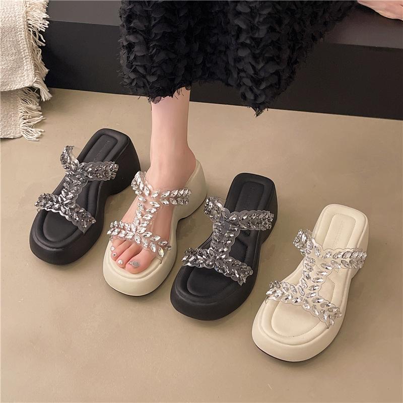 New high-end shoes women s summer versatile outer wear fashionable thick-soled drag high-heeled cool slippers wedge heel rhinestones increase 35
New high-end shoes women s summer versatile outer wear fashionable thick-soled drag high-heeled cool slippers wedge heel rhinestones increase 35