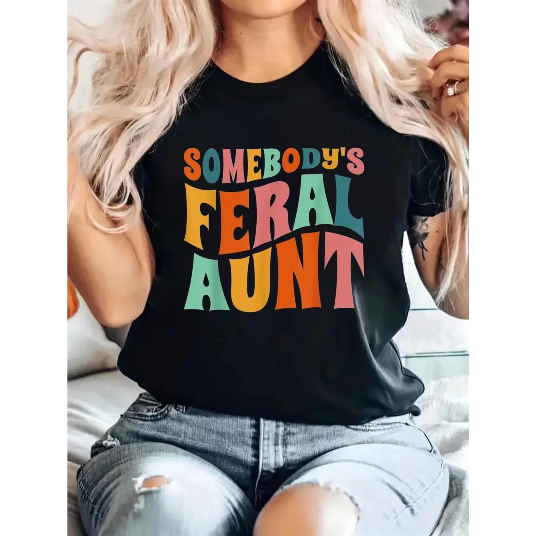 Somebodys Feral Aunt Graphic T-Shirt for Women - Funny Feral Aunt & Niece Print Short Sleeve Tee XXL чорний
Somebodys Feral Aunt Graphic T-Shirt for Women - Funny Feral Aunt & Niece Print Short Sleeve Tee XXL чорний