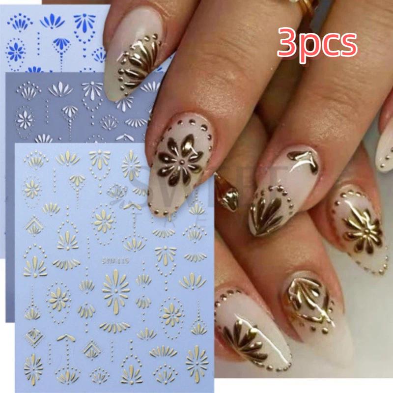 3pcs Bohemian Style Nail Stickers Gold Silver Blue Flower Petals Line Self-Adhesive Boho Nail Decals DIY Manicure Sliders Decor
3pcs Bohemian Style Nail Stickers Gold Silver Blue Flower Petals Line Self-Adhesive Boho Nail Decals DIY Manicure Sliders Decor