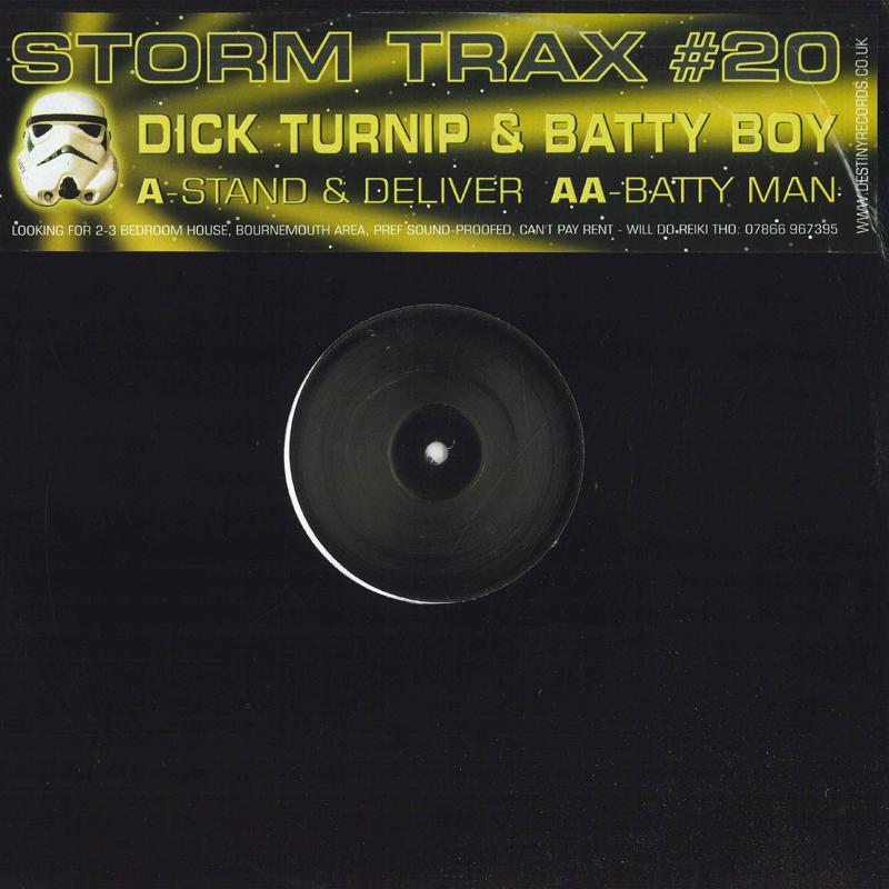 12inch Record DICK TURNIP BATTY BOY Stand Deliver Batty Man STORM020 STORM TRAX 2003 UK Dance Electronica Used
12inch Record DICK TURNIP BATTY BOY Stand Deliver Batty Man STORM020 STORM TRAX 2003 UK Dance Electronica Used