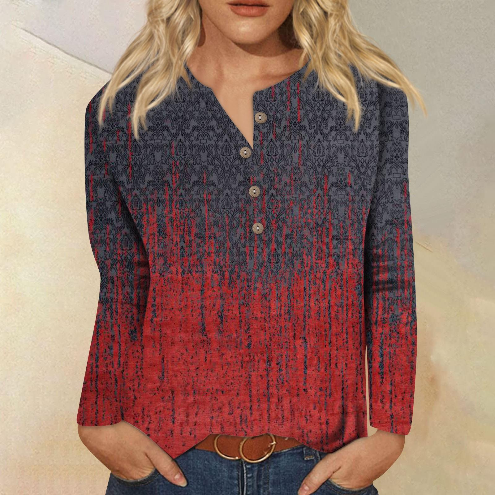 Женская модная повседневная футболка с круглым вырезом и длинными рукавами с принтом и пуговицами, топ S красный
Женская модная повседневная футболка с круглым вырезом и длинными рукавами с принтом и пуговицами, топ S красный