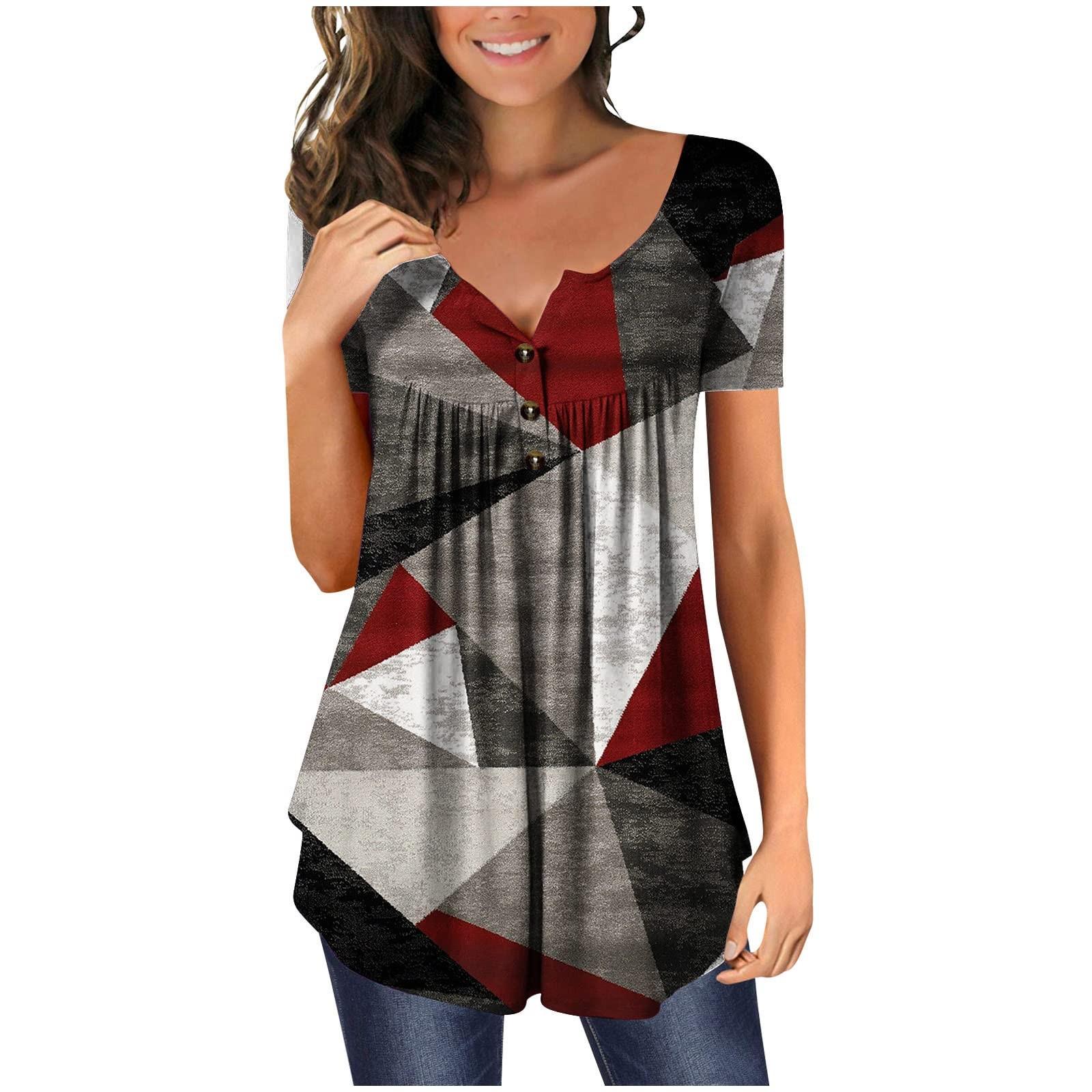 (SU)Женская футболка с короткими рукавами и цветными блоками с v-образным вырезом в стиле пэчворк и пуговицами Топ 
(SU)Женская футболка с короткими рукавами и цветными блоками с v-образным вырезом в стиле пэчворк и пуговицами Топ