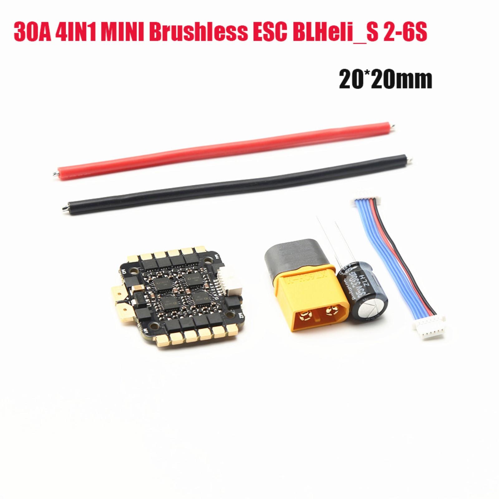 30A 4IN1 Brushless ESC BLHeli_S 2-6S BEC 5V 6.5g 20x20MM for Remote Control Racing Drone
30A 4IN1 Brushless ESC BLHeli_S 2-6S BEC 5V 6.5g 20x20MM for Remote Control Racing Drone