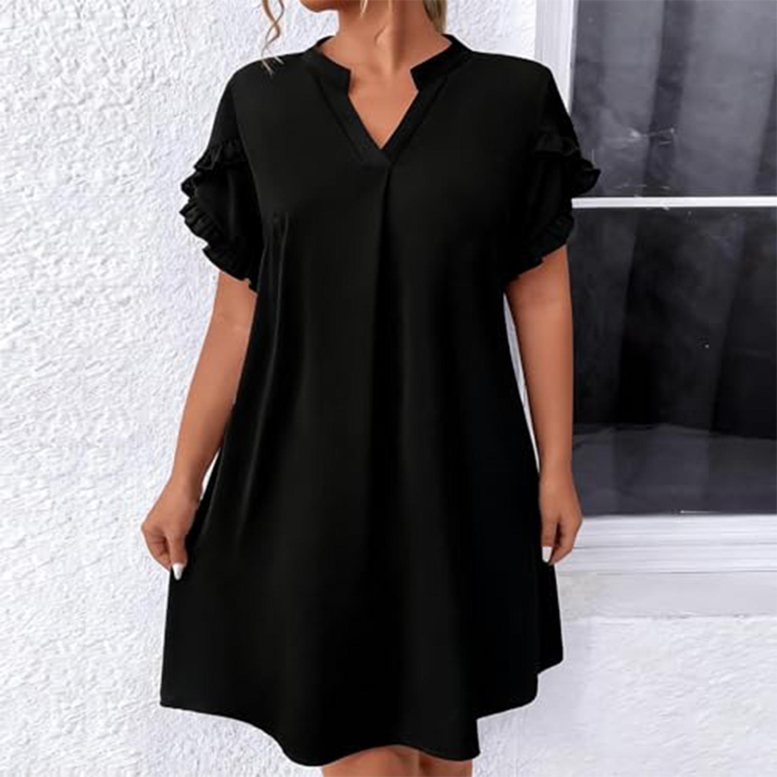 A Line Dress for Women with Ruffled Sleeve Flowy Cut and Sleeve Suitable for Summer Dress Occasions L чёрный
A Line Dress for Women with Ruffled Sleeve Flowy Cut and Sleeve Suitable for Summer Dress Occasions L чёрный