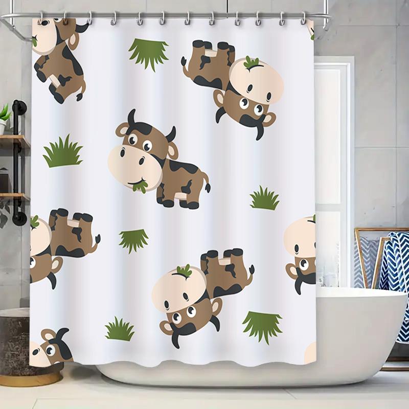 Adorable Cartoon Cow Print Shower Curtain Kids Bathroom Decor Waterproof Fabric Bath Mat Cover With Hooks Multicolor Design For W60H190(CM)-1 Pcs
Adorable Cartoon Cow Print Shower Curtain Kids Bathroom Decor Waterproof Fabric Bath Mat Cover With Hooks Multicolor Design For W60H190(CM)-1 Pcs