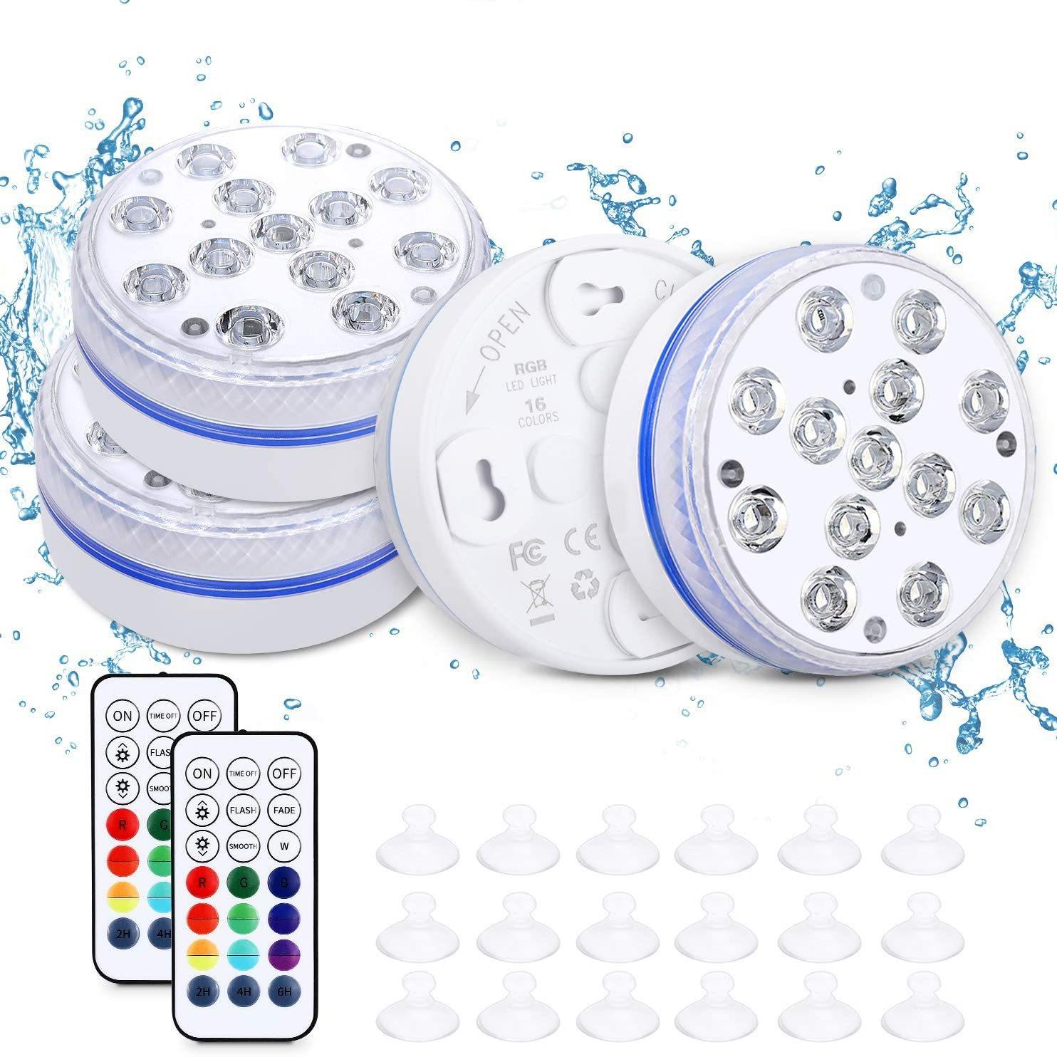 7CM 13-LED Submersible Pool Light with RF Remote & Suction Cup - 16 Colors, Four Magnets, Courtyard Decor
7CM 13-LED Submersible Pool Light with RF Remote & Suction Cup - 16 Colors, Four Magnets, Courtyard Decor