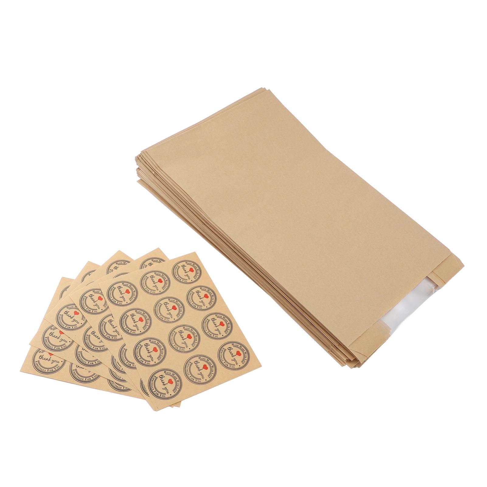 50 шт. Хлебный мешок крафт-бумага прозрачное окно упаковка для хранения выпечки с 60 шт. Спасибо жёлтый