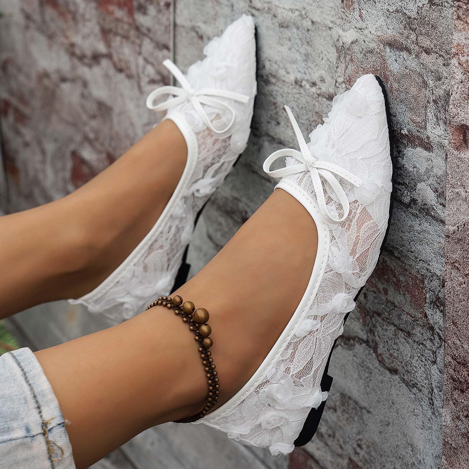 Pointed bow decoration sweet lace comfortable flat sole single shoe 43 білий
Pointed bow decoration sweet lace comfortable flat sole single shoe 43 білий