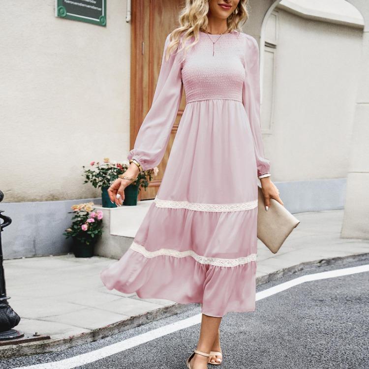 Элегантное женское платье с длинными рукавами и высокой талией, однотонное, с круглым вырезом, осенне-зимнее XL розовый
Элегантное женское платье с длинными рукавами и высокой талией, однотонное, с круглым вырезом, осенне-зимнее XL розовый