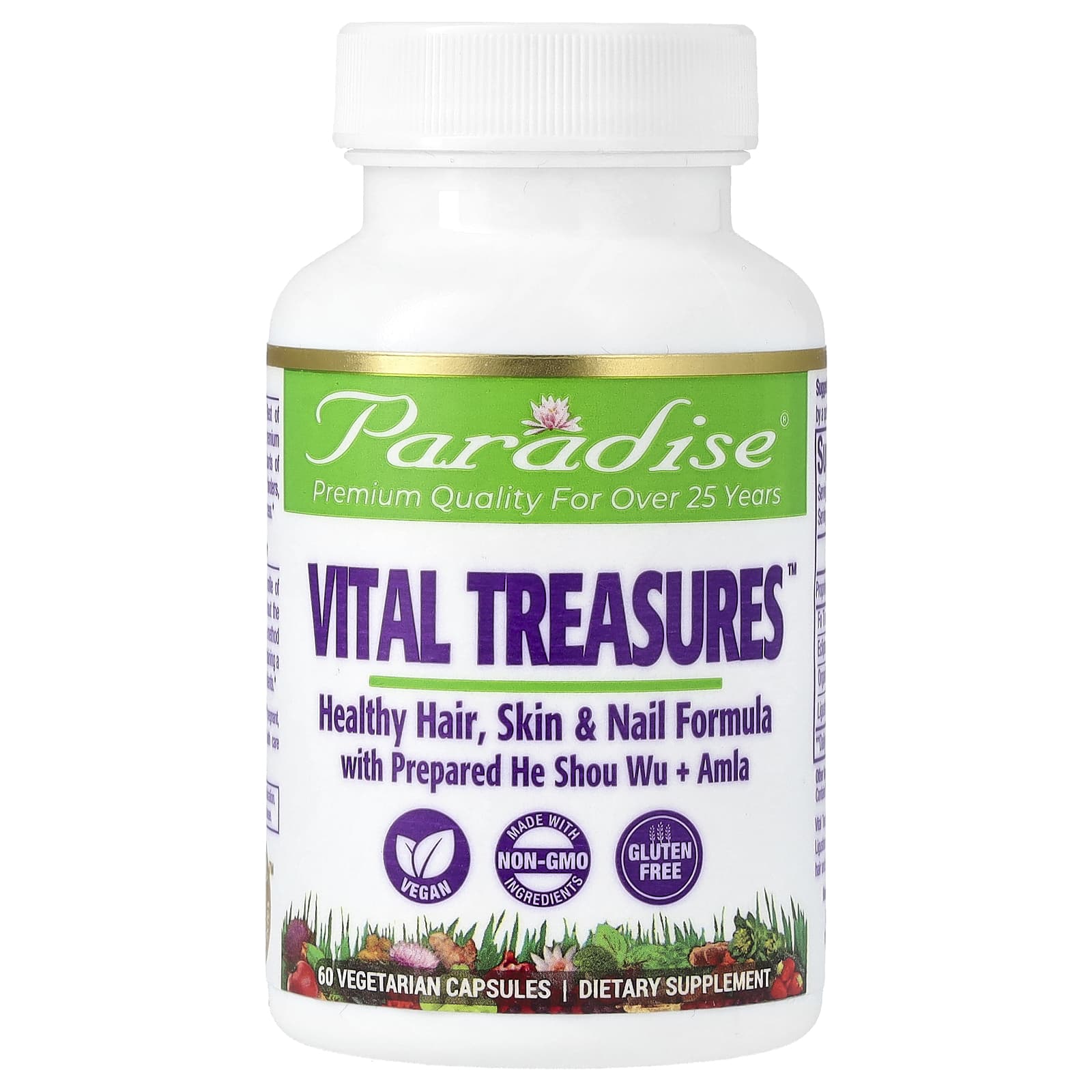 Paradise Herbs, Vital Treasures, Волосся, Шкіра та Нігті, 60 вегетаріанських капсул
Paradise Herbs, Vital Treasures, Волосся, Шкіра та Нігті, 60 вегетаріанських капсул