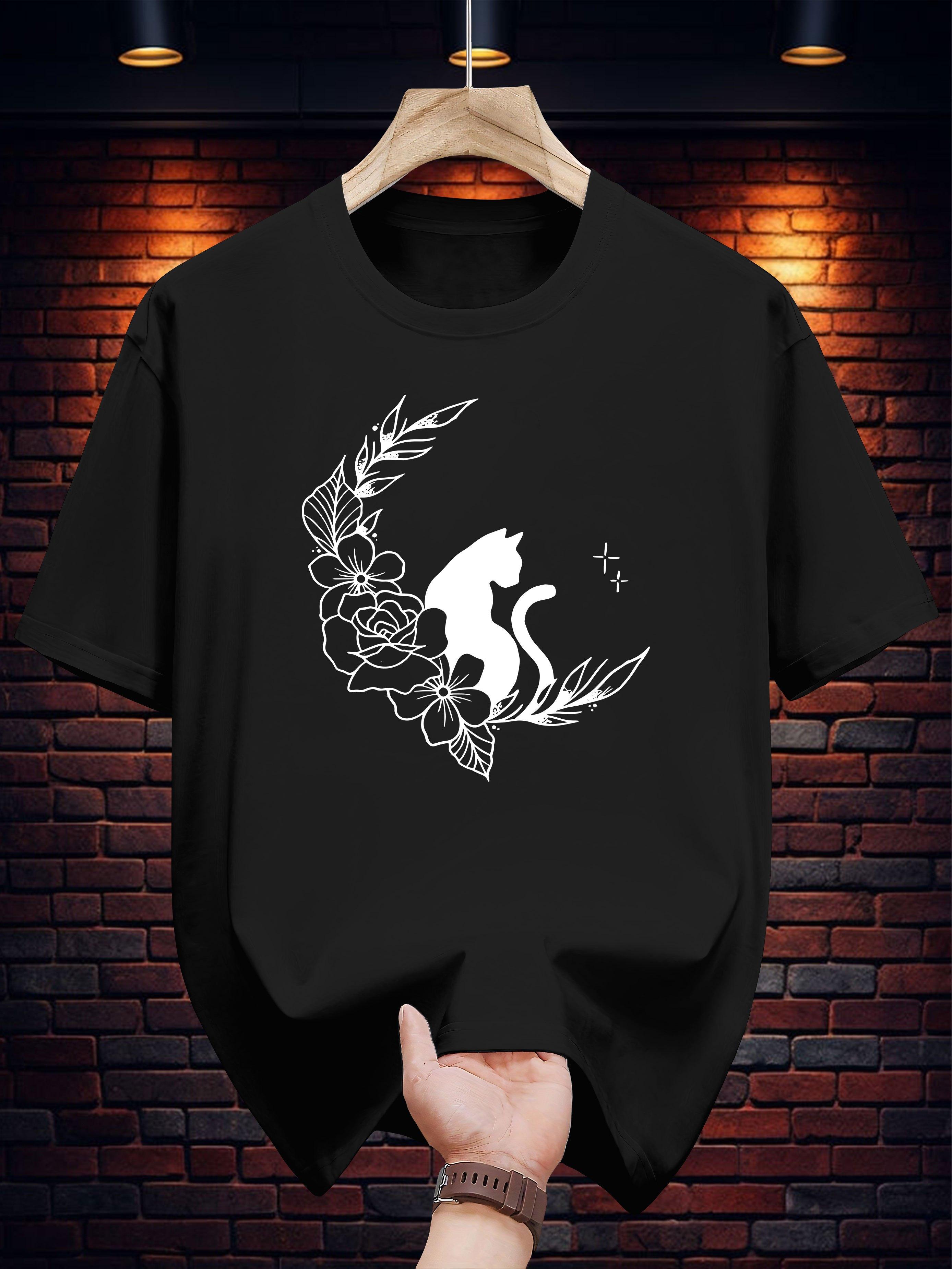 100% T-shirt with White Floral & Cat Print - Black Casual Summer Tee for Adults S
100% T-shirt with White Floral & Cat Print - Black Casual Summer Tee for Adults S
