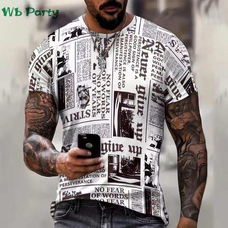 Summer Vintage Newspaper Print Mens Designer Clothes Men s Summer Clothes 3D T-shirt Short Sleeve Tee Newspaper Shirts Graphic Tee 6XL
Summer Vintage Newspaper Print Mens Designer Clothes Men s Summer Clothes 3D T-shirt Short Sleeve Tee Newspaper Shirts Graphic Tee 6XL