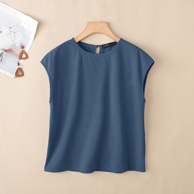 ZANZEA Women Casual Round Neck Solid Color Loose Short Sleeve Cotton Blouse 5XL синій
ZANZEA Women Casual Round Neck Solid Color Loose Short Sleeve Cotton Blouse 5XL синій