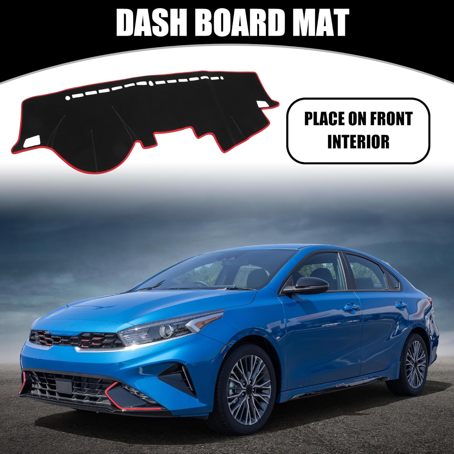 Dashboard Cover for Kia Forte 2009-2016, Polyester Non-Slip Dash Board Mat with Anti-Glare Sunshade Protector for Left Hand Drive (Black Red)
Dashboard Cover for Kia Forte 2009-2016, Polyester Non-Slip Dash Board Mat with Anti-Glare Sunshade Protector for Left Hand Drive (Black Red)