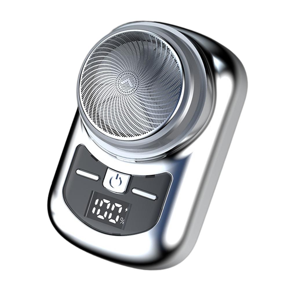 Портативная мини-электробритва 180 мАч с цифровым дисплеем питания, триммер для бороды, перезаряжаемый через USB, для удаления волос на груди и теле серебряный