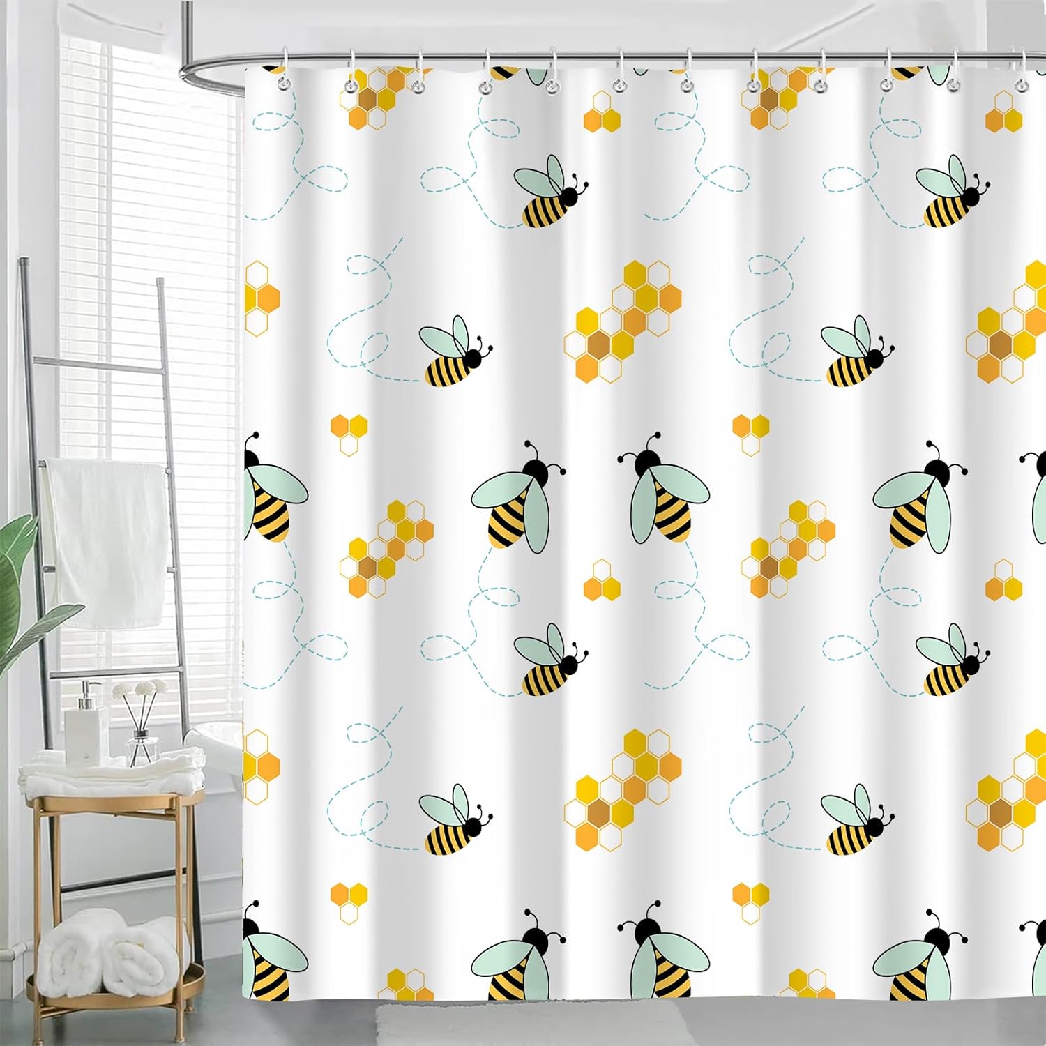Cute Bee Shower Curtain For Bathroom, Yellow Bee Geometric Honeycomb Kids Boys Girls Cartoon Bath Curtains, Polyester Fabric W60H190(CM)-1 Pcs
Cute Bee Shower Curtain For Bathroom, Yellow Bee Geometric Honeycomb Kids Boys Girls Cartoon Bath Curtains, Polyester Fabric W60H190(CM)-1 Pcs