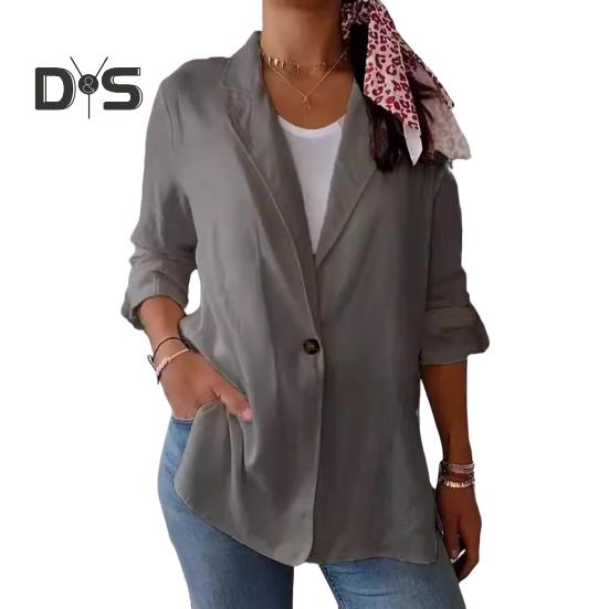 Женский пиджак с лацканами, длинный рукав, однобортный пиджак с боковыми разрезами, однотонный, на одной пуговице, деловая верхняя одежда M серый
Женский пиджак с лацканами, длинный рукав, однобортный пиджак с боковыми разрезами, однотонный, на одной пуговице, деловая верхняя одежда M серый