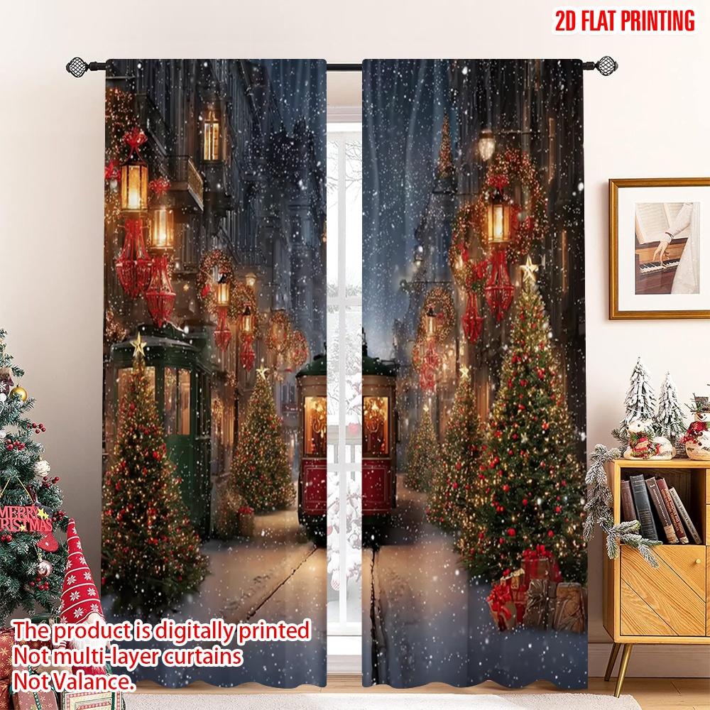 Set Of 2 Flat Printing Merry Christmas Curtains Large Winter Wonderland Train Digital Printed Polyester Drapes Festive Curtain W100*H70(CM)-Hooks&2PCS
Set Of 2 Flat Printing Merry Christmas Curtains Large Winter Wonderland Train Digital Printed Polyester Drapes Festive Curtain W100*H70(CM)-Hooks&2PCS