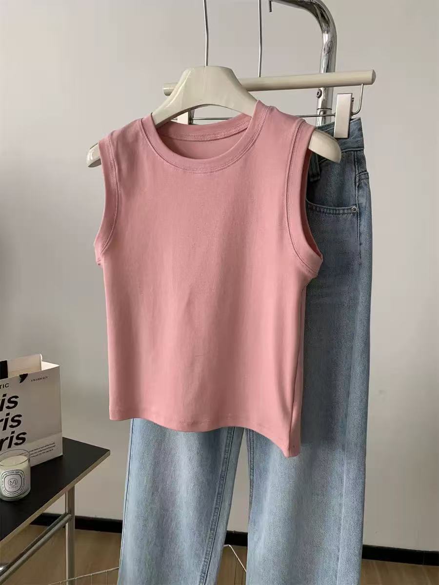 Spring Dopamine Color Crew Neck Cotton Vest Women s Basic Skinny Versatile Flesh Cover Wide Shoulder Sleeveless T-Shirt L рожевий
Spring Dopamine Color Crew Neck Cotton Vest Women s Basic Skinny Versatile Flesh Cover Wide Shoulder Sleeveless T-Shirt L рожевий