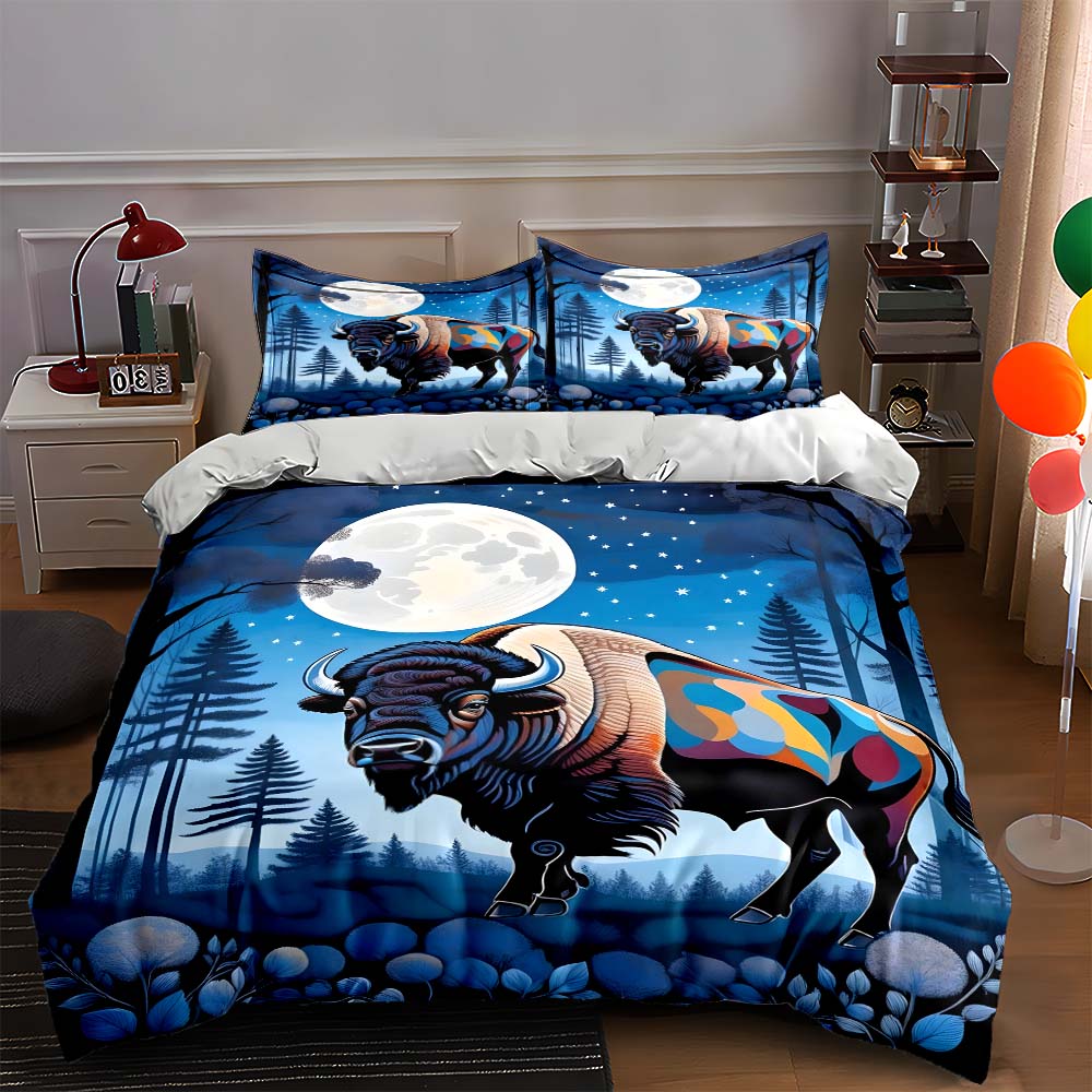 Buffalo, moonlight, forest Bedding Duvet cover sets Duvet covers Pillowcases gifts (1 * Duvet Cover 2 * Pillowcases, without duvet insert) 135x200cm
Buffalo, moonlight, forest Bedding Duvet cover sets Duvet covers Pillowcases gifts (1 * Duvet Cover 2 * Pillowcases, without duvet insert) 135x200cm